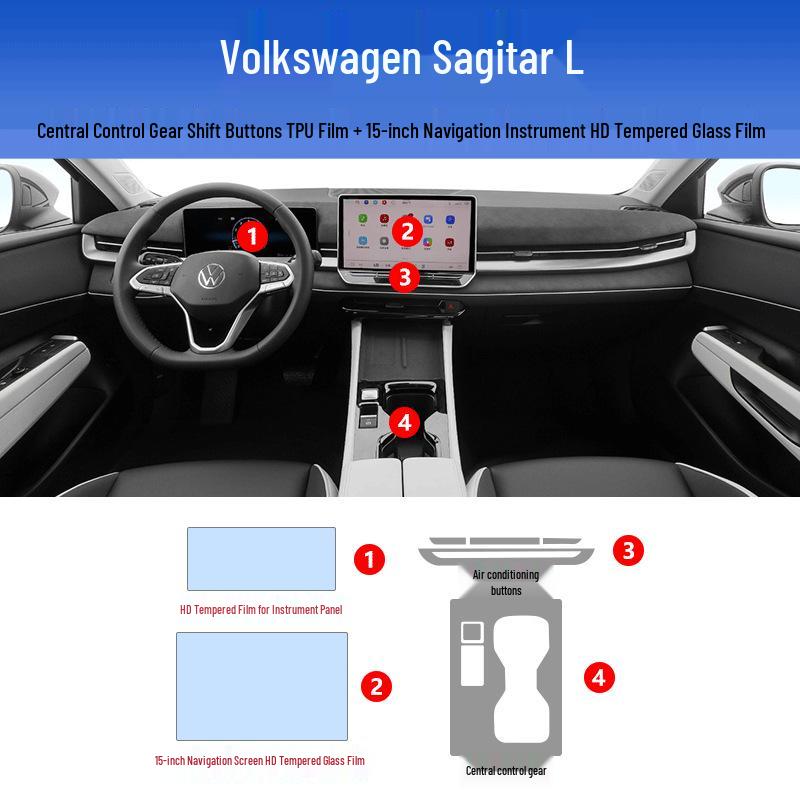 Fits 26 Sagitar L models: Tempered Film for Interior Screen - Central Control Protection & Modification