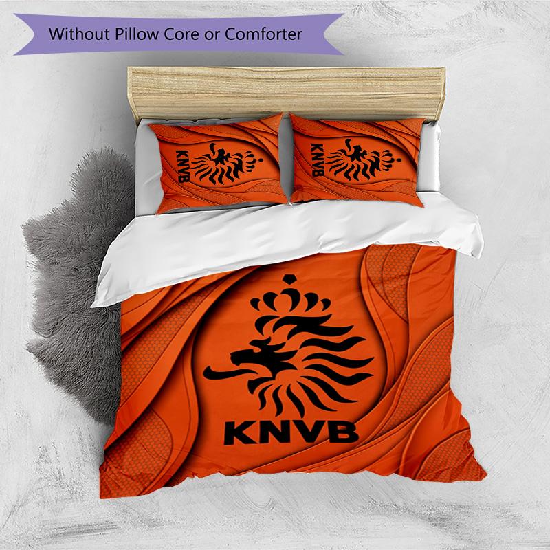 Netherlands Football Printed Bedding 3 Piece Set Cozy Breathable Bed Cover Set as Housewarming Holiday Gift