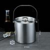 Stainless Steel Insulated Ice Bucket with Lid,Carry leather Handle,Great for home and bar, Chilling