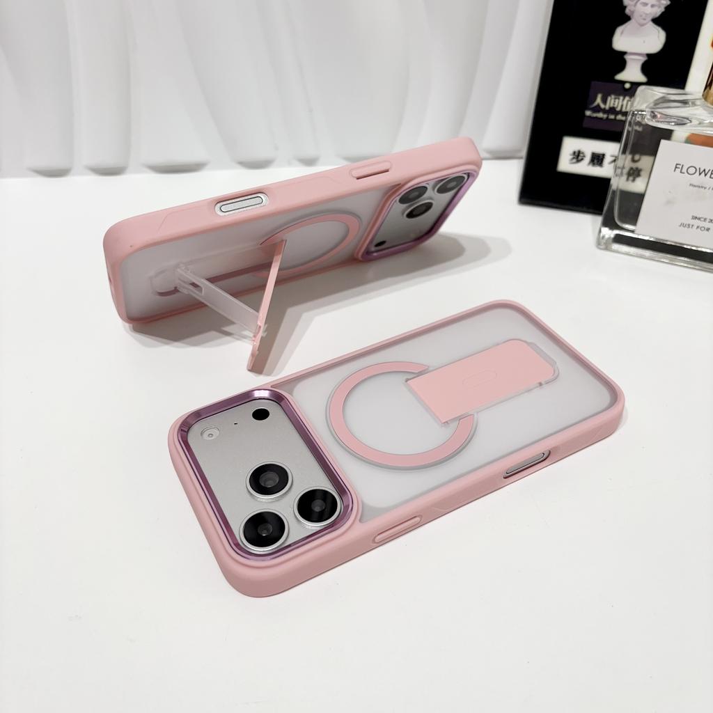 Foldable 2 In 1 Magnetic Stand Matte Phone Case For iPhone 18 17 16 15 14 13 Pro Max Shockproof Minimalist Color Clashes Cover