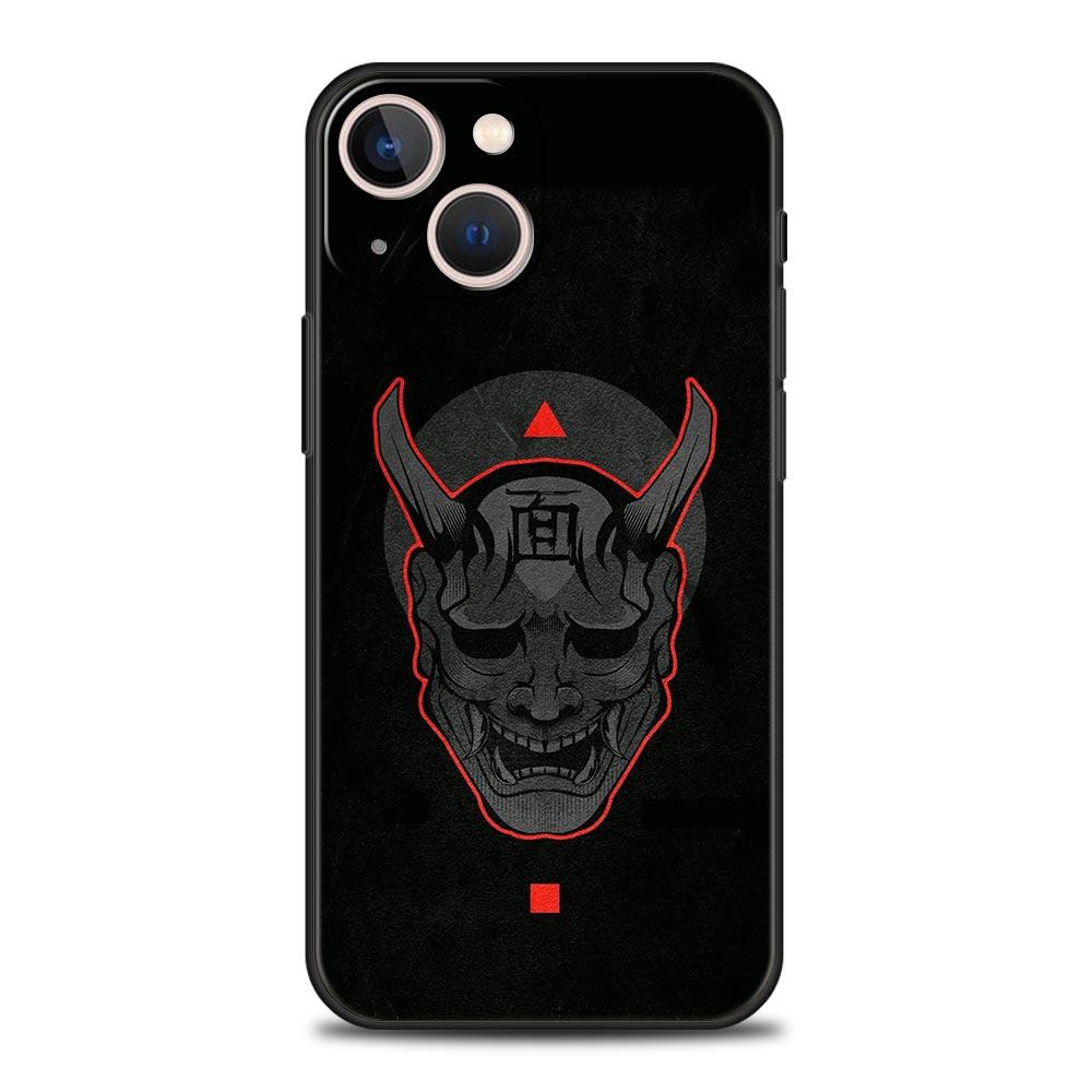 Japan Ghost Face Samurai Phone Case For iPhone 17 16E 15 16 14 13 12 11 Pro Max 7 8 Plus Soft TPU Back Cover