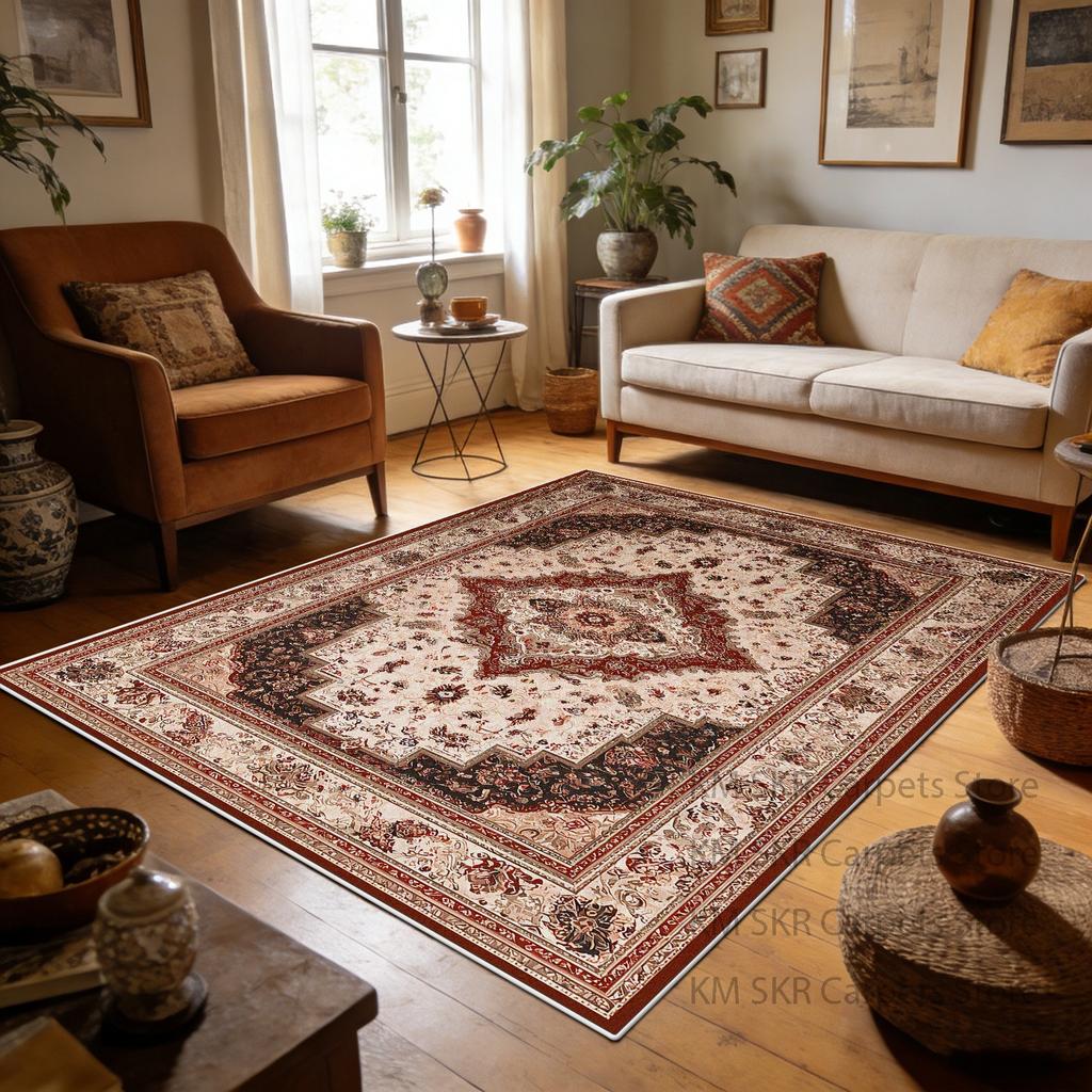 Persian Retro Luxury Living Room Carpet Washable Non-slip Decoration Bedroom Floor Mat Soft Fluffy Lounge Study Sofa Rug 200x300