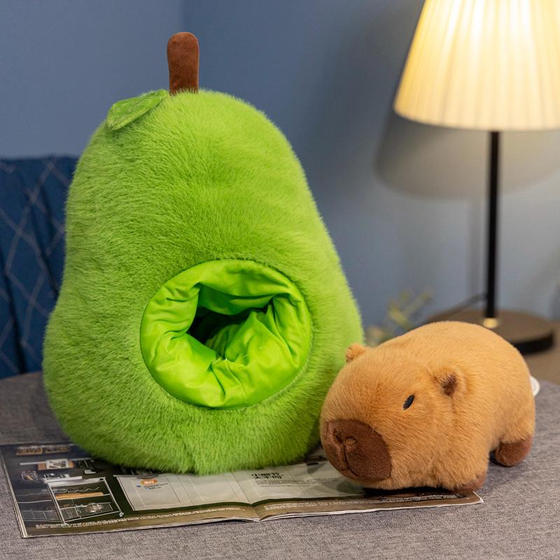 Avocado Capybara Doll Stuffed Plush Toys Plush Filled Animal Fruit Capybara Throw Pillow Home Sofa Bedroom Cushion Gifts
