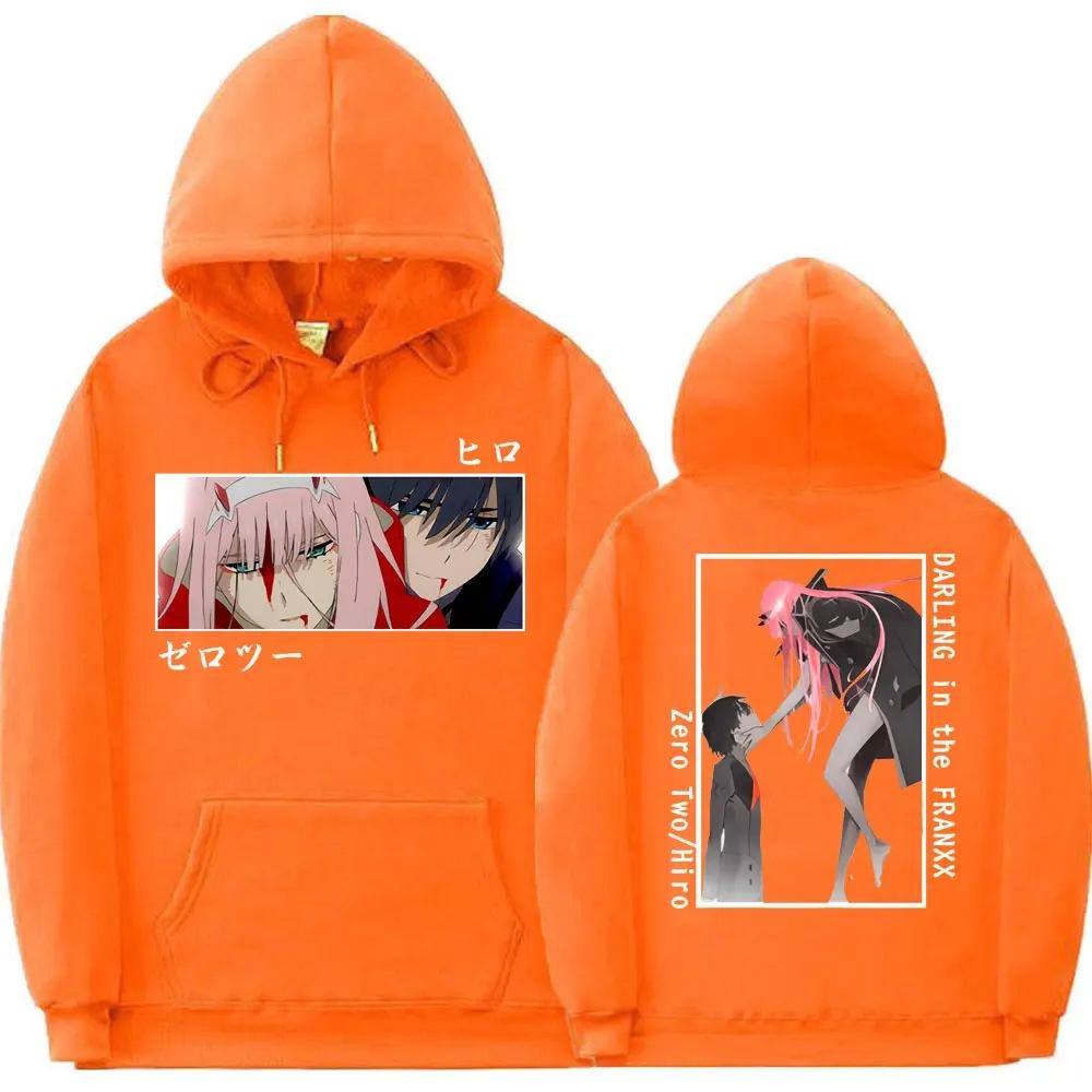 Japanese Anime Darling In The Franxx Zero Two Hiro Graphic Hoodies Autumn Winter Fleece Streetwear