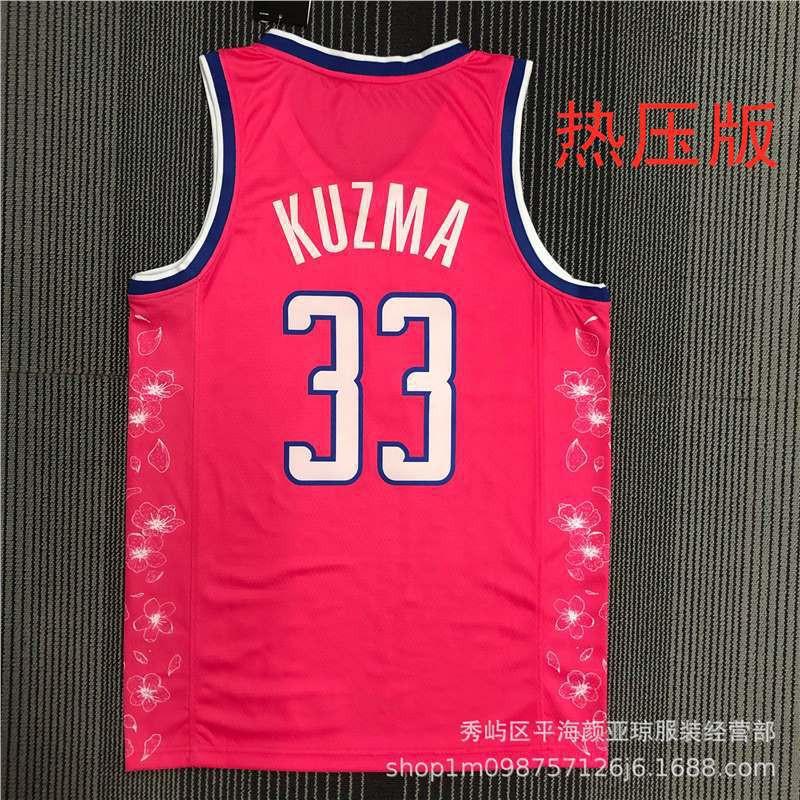 Mens Washington Wizards 33 Kyle Kuzma Basketball Jersey - Heat Pressed Performance Sportswear Practice Game Wear