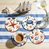 Meeresschildkröten-Untersetzer, Holz-Getränkeuntersetzer im Ozean-Strand-Thema für Zuhause, Café, Rutschfest, Hitzebeständig, Tischdekoration