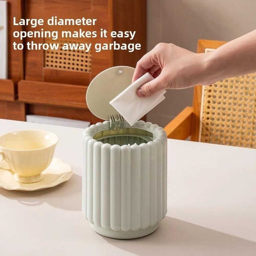 Press Open Lid Desktop Trash Can Non-slip Storage Bucket Creative Garbage Bin For Home Office