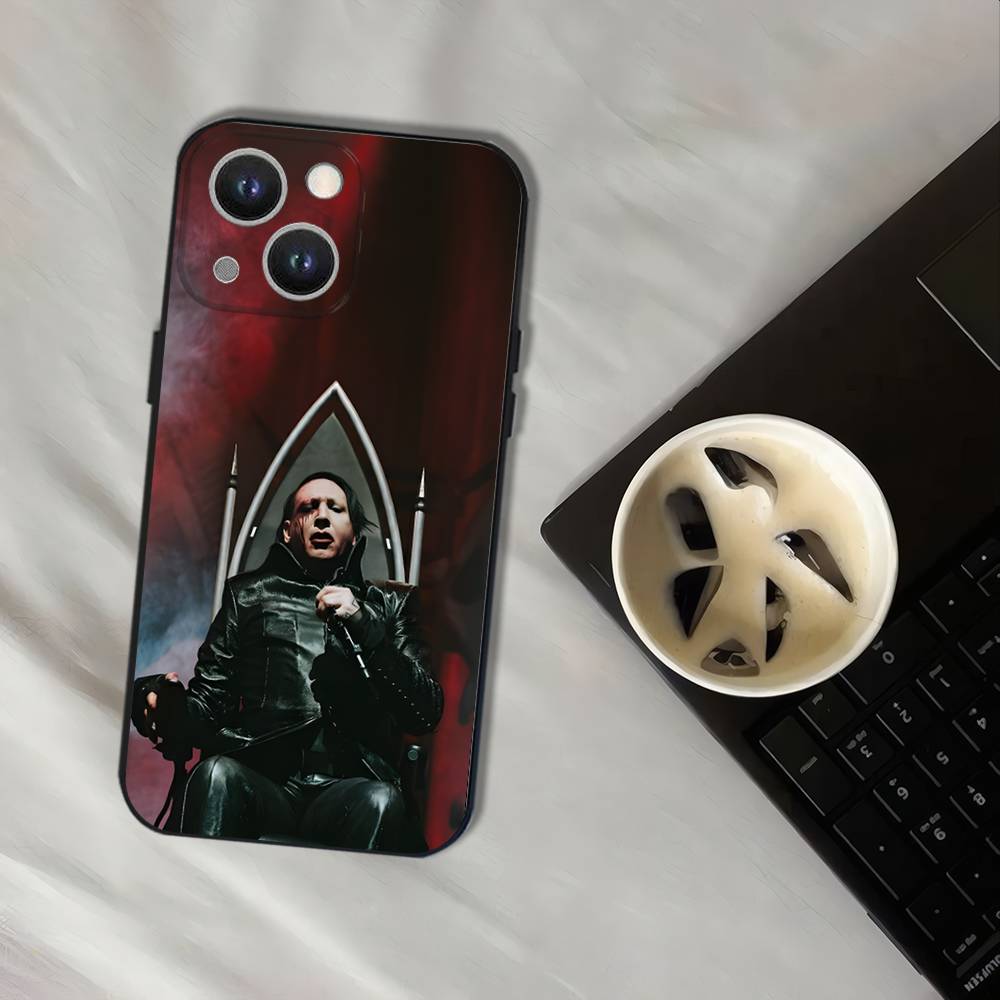 Singer M-Marilyn Manson Phone Case For iPhone 17,16,15,14,13,12,11,Pro,XS,Max,XR,Plus,E,SE4,Mini Black Soft Cover