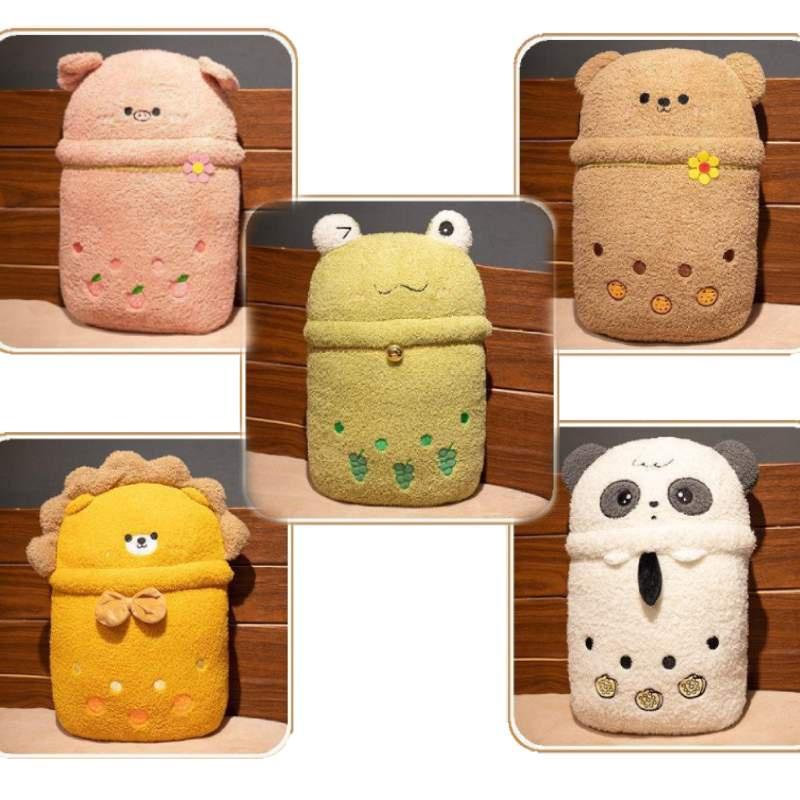 New Cartoon Animal Milk Tea Plush Pillow Blanket Two-in-one Blanket For Warmth And Comfort Perfect For Girls' Sleep Panda Design