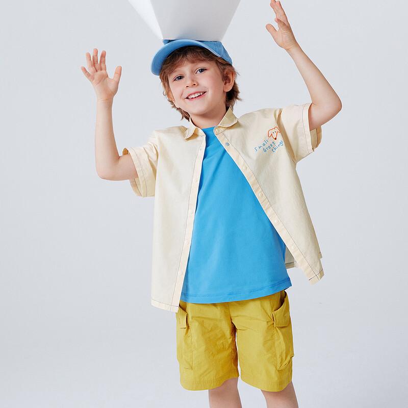Minibala Boy's Casual Pure Cotton Short Sleeve Shirt