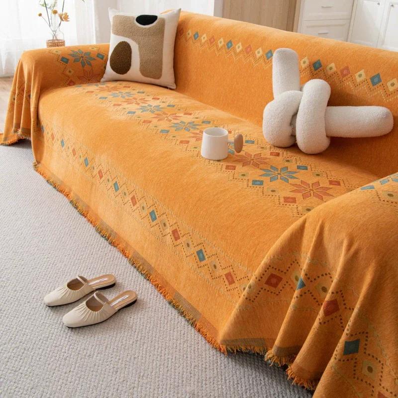 Bohemian Sofa Cover Cloth 2025 New All Seasons Universal Chenille Anti-cat Scratch Cushion Non-slip Full Cover Towel
