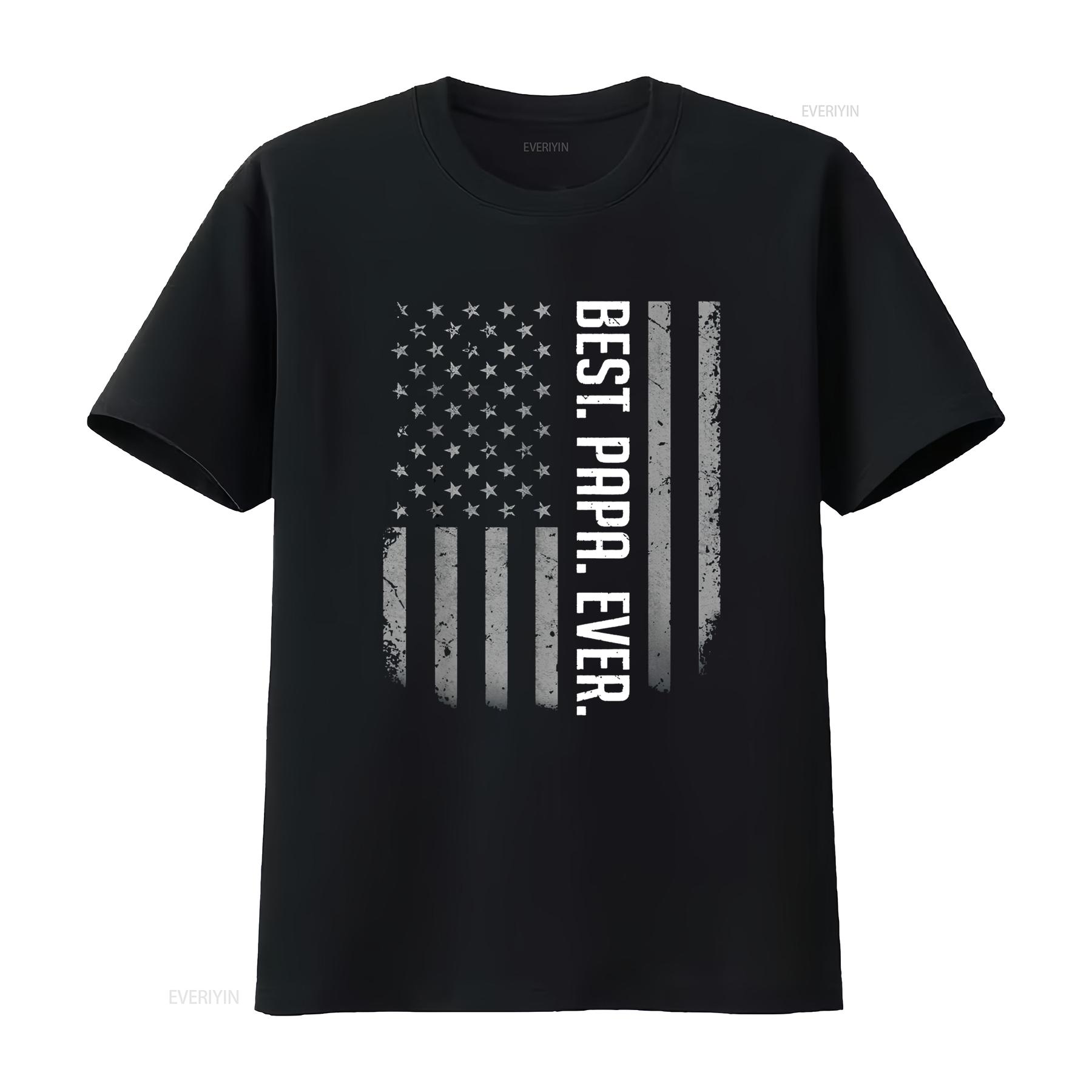 

Mens Best Papa Ever US American Flag T Shirt s For Father s Day vintage Washed Comfortable homme Stretched Unisex fashion Soft 4XL