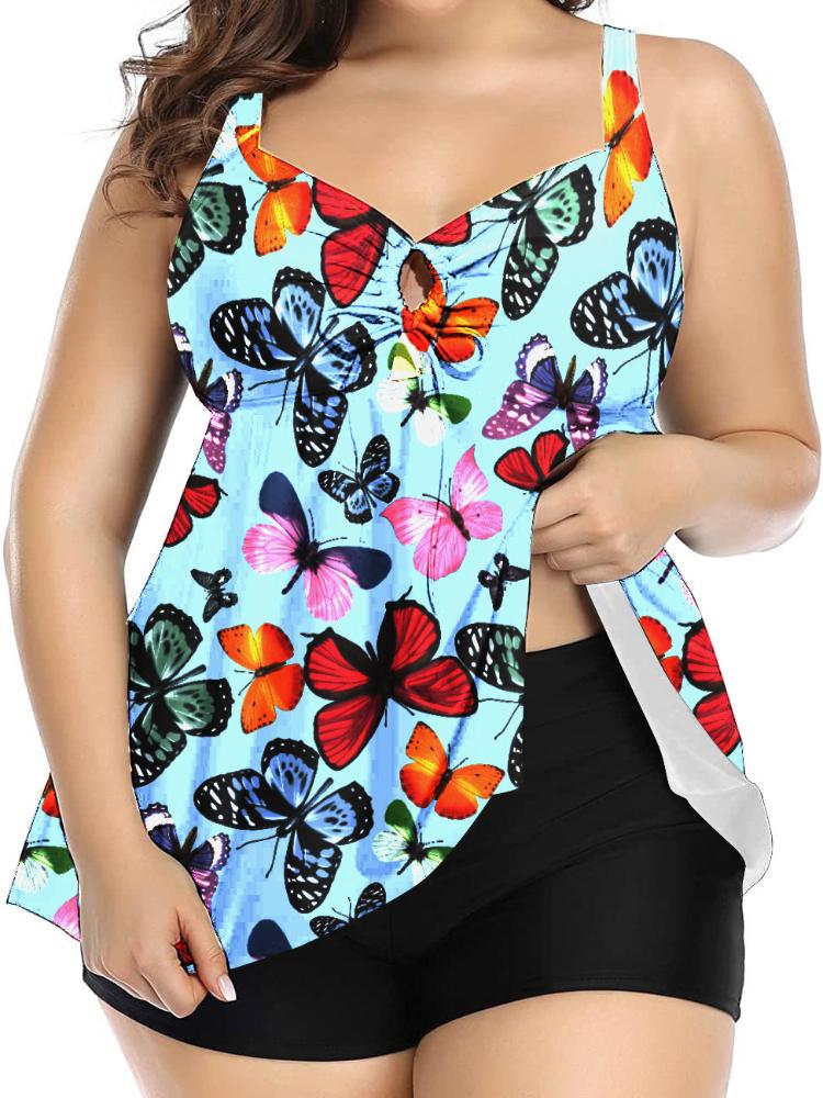 Women Tankini Plus Size Swimwear 2023 Push Up Swimsuit Sexy V-neck Soild One Piece Bathing Suit Adjustable Large Swim Dress 4XL