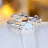925 Sterling Silver Leaf Shape Elegant White Opal Ring for Women Adjustable Opening Ring Luxury Wedding Jewelry Gift