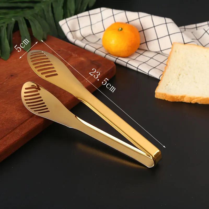 10-Styles Gold BBQ Food Tongs Stainless Steel Food Clip Cake Bread Grill Clamp Sugar Clip Ice Clip Utensils Kitchen Accessories