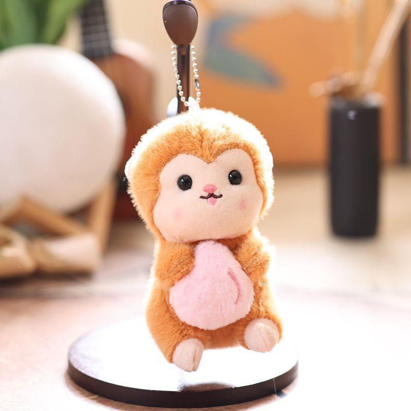 Niedlicher Affen-Plüsch-Schlüsselanhänger aus weichem Kurzplüsch für Taschen und Schlüssel