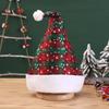 Red & Black Plaid Snowflake Santa Hat with Large Pom-Pom - New Christmas Decorations Set