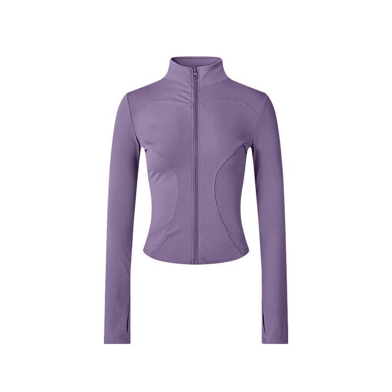 Women's Spring Yoga Jacket - Windproof Stand Collar, Slim Fit Zipper Cardigan for Running and Cycling.