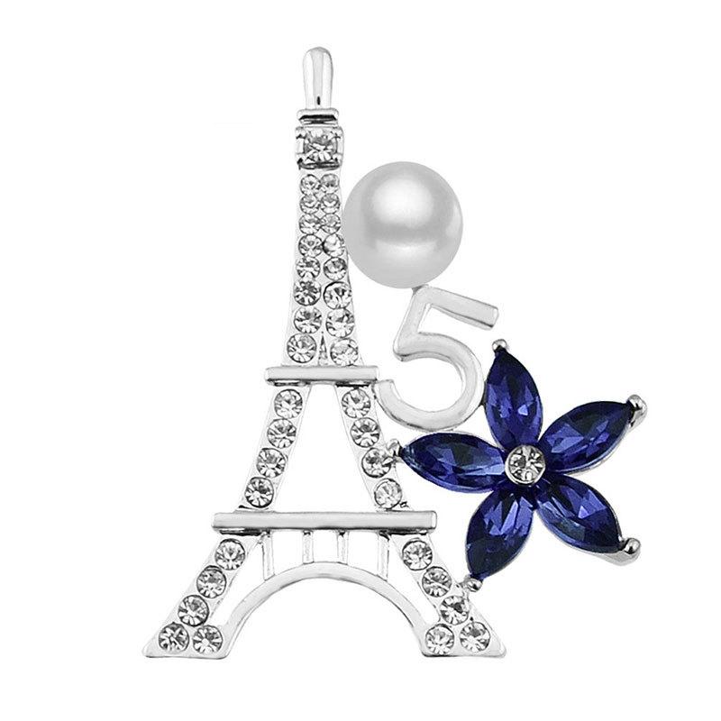 

Классическая брошь Эйфелева башня со стразами и жемчугом, брошь из сплава, винтажная романтическая брошь, аксессуары для пиджака, пуговица