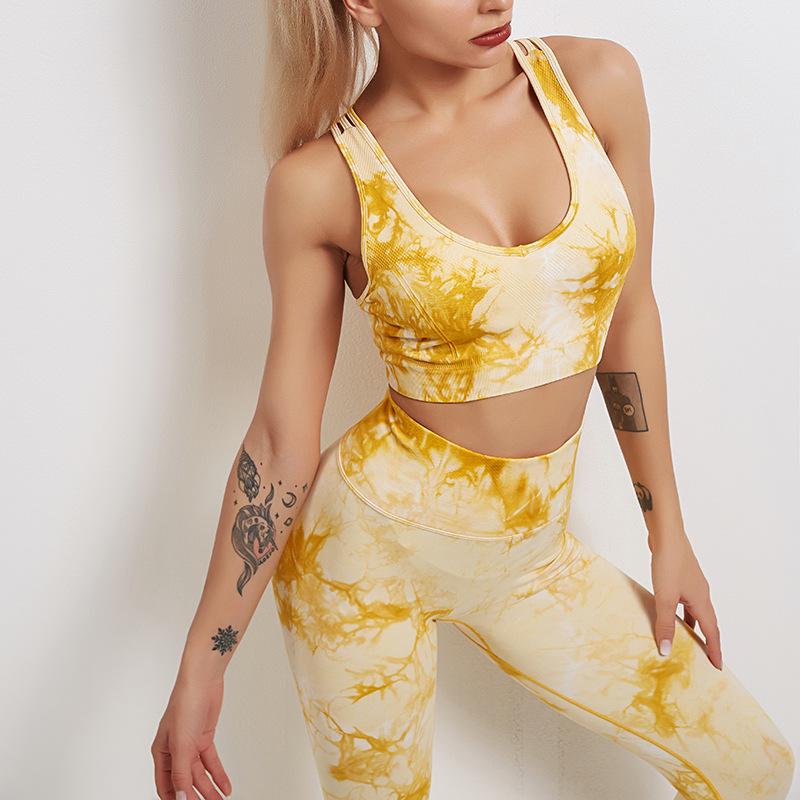 European & American Tie-Dye Seamless High-Waist Tummy Control Yoga Set