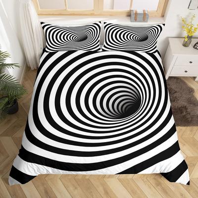 Abstract Geometry Bedding Set King Queen Red Blue Yellow Duvet Cover Geometric Art Quilt Cover Stripes Illusion Comforter Cover
