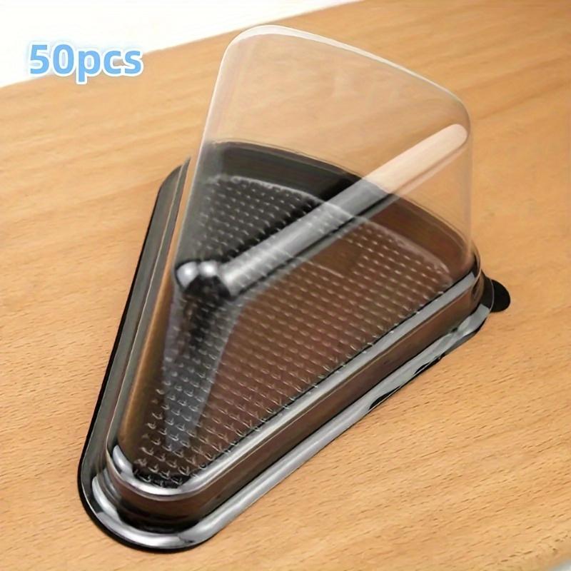 50pcs,Clear Cake Slice Containers,Cake Boxes,Disposable Plastic Cheesecake Containers With Lids,Birthday Party Favor чёрный