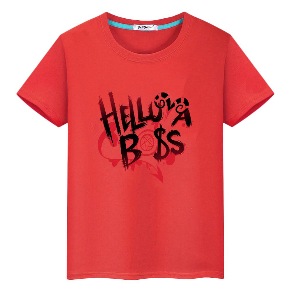 

Christmas Tees helluva boss Print t shirt for kids boy10year 100%Cotton anime Tops Kawaii Short y2k pride tshirt girl clothes 100 червоний