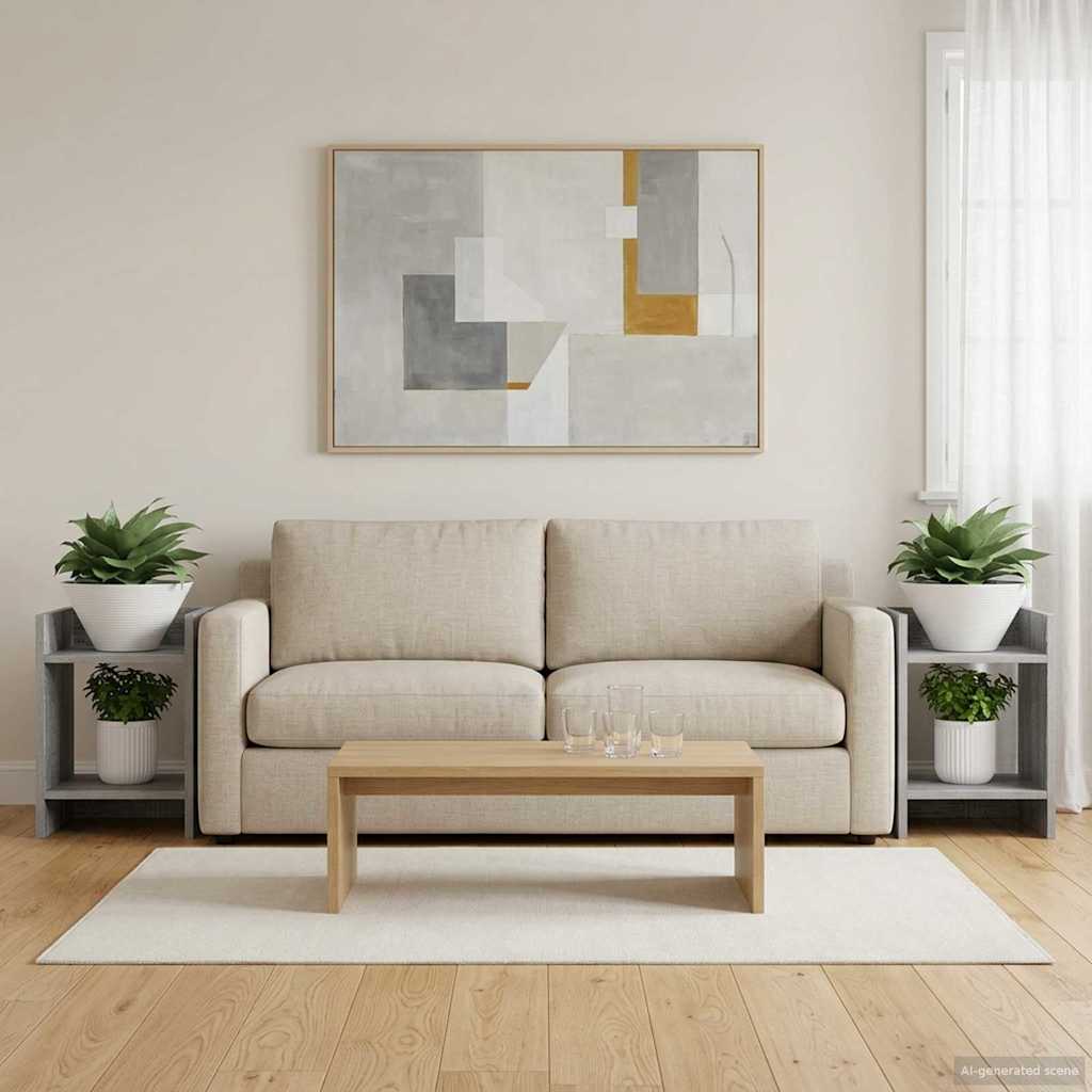 Plant Stand with Shelf 2 pcs Grey Sonoma 30 x 30 x 40 cm