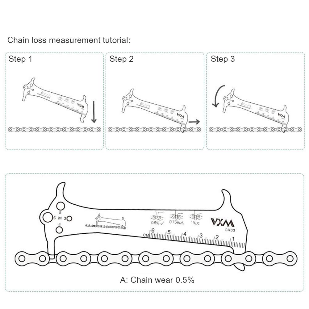 MTB Bike Chain Wear Indicator Measurement Checker Biking Ruler Bicycle Chains Gauge Portable Cycling Parts