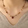 Maillard handmade old money wind tiger's eye stone beaded necklace high-end light luxury original design autumn and winter sweater chain