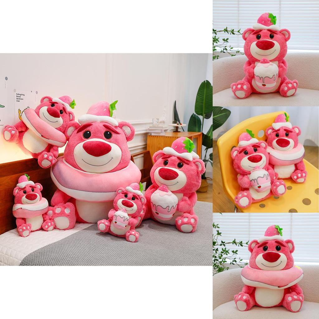 Entzückender Plüsch-Erdbeerbär Dessert-Spielzeug Niedlicher Donut-Kuchen Kuscheltier Puppe