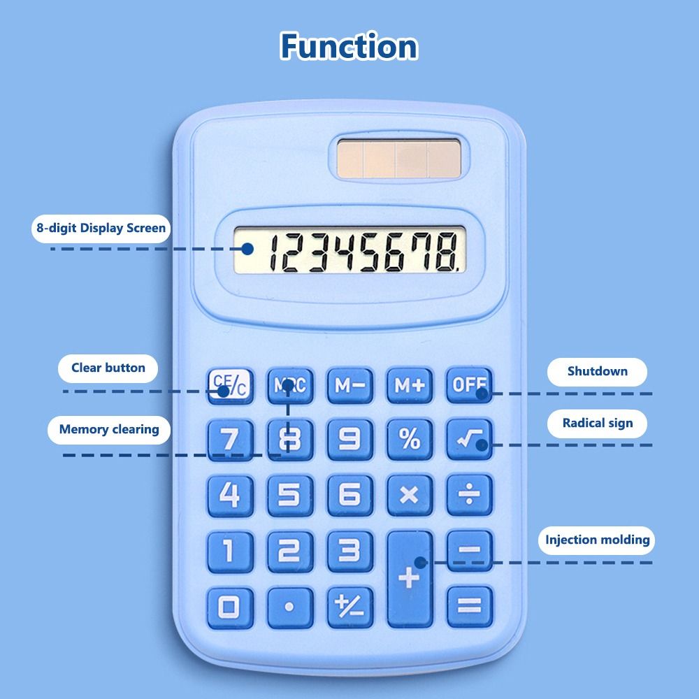 Large LCD Display Mini Pocket Calculator 8-Digit Standard Function Calculator  Back To School