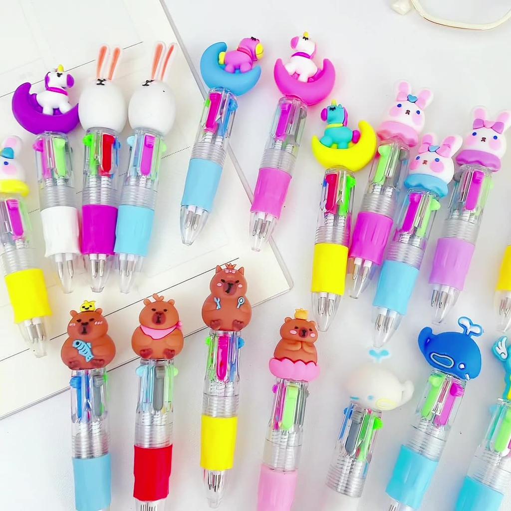 100 Stück/Los Niedliche Mini 4-Farben Druckkugelschreiber Cartoon Tierdesign Studenten Schreibwaren Examenspreis Geschenke Bürobedarf, Abschlusssaison