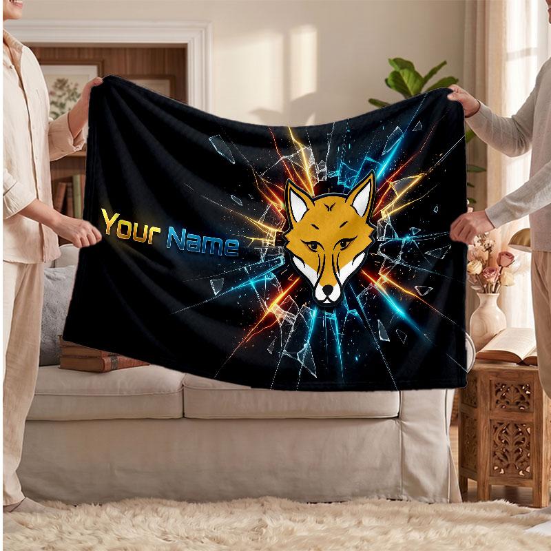 Leicester City Personalized Fleece Blanket With Football Logo, Custom Name Text Soft Warm Home Throw Blanket