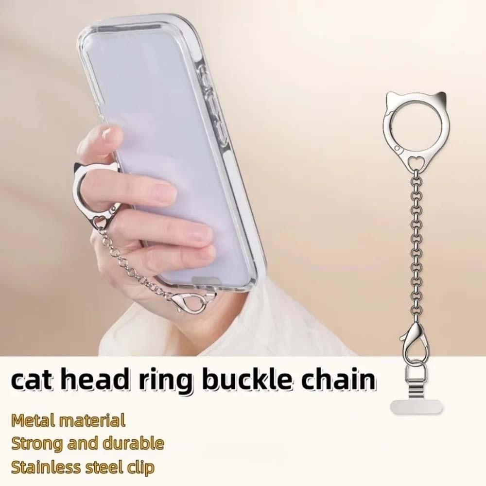 Cat Head Mobile Phone Hanging Rope Ring Buckle Mobile Phone Lanyard  Phone Case Accessories