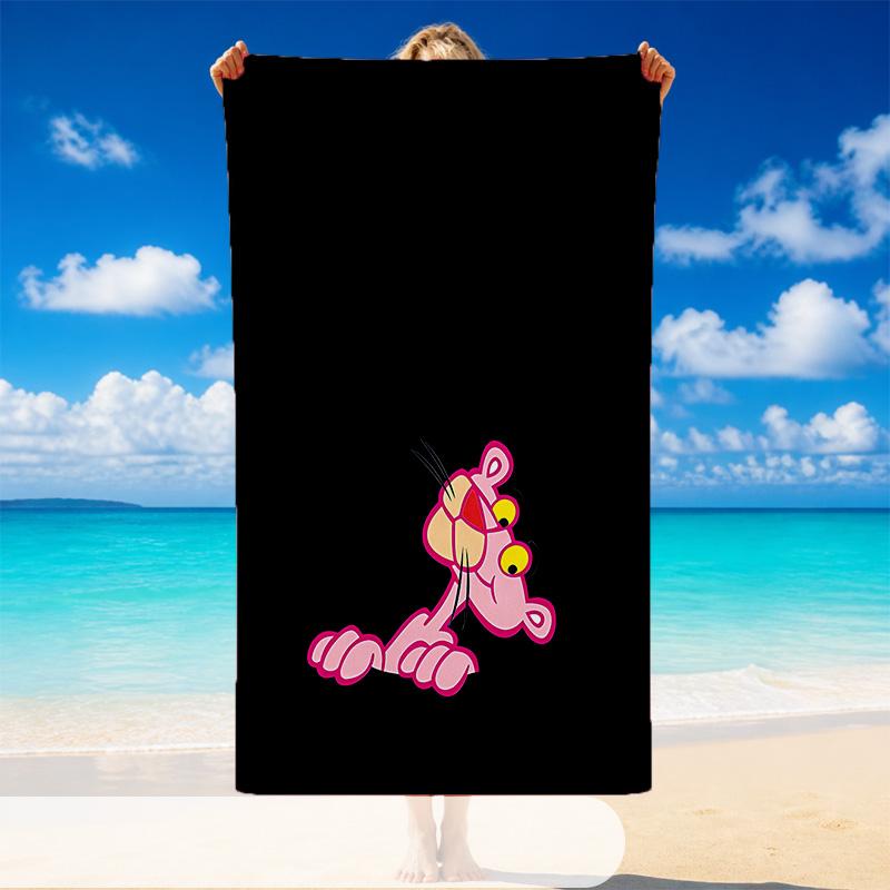 Quick Dry Beach Towel Pink Panther Pattern, Lightweight Absorbent Towel for Pool Beach Vacation Use