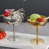 M-304 Stainless Steel Dessert Cup Ice Cream Cups Salad Goblet Retro High Base Bowl for Fruit Yogurt Snack Dish Bar Dinnerware