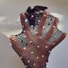 Sexy Netzhandschuhe für Damen, dünnes, hohles, glitzerndes Bohrmuster, Ballsaal, Pole Dance, Halloween, Rollenspiel-Accessoires