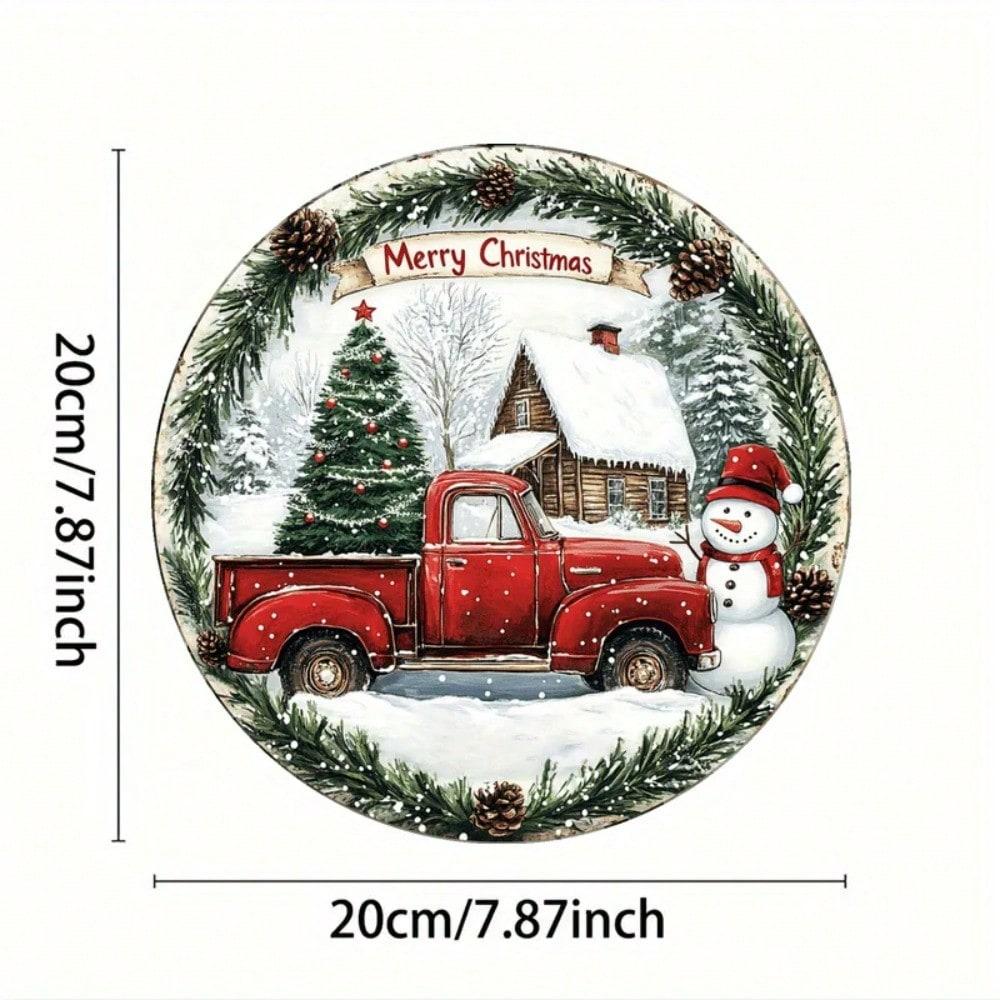 Generic Brand Christmas Tin Sign Wall Art Waterproof Rustproof Festive Metal Decoration Indoor Outdoor Holiday Home Decor