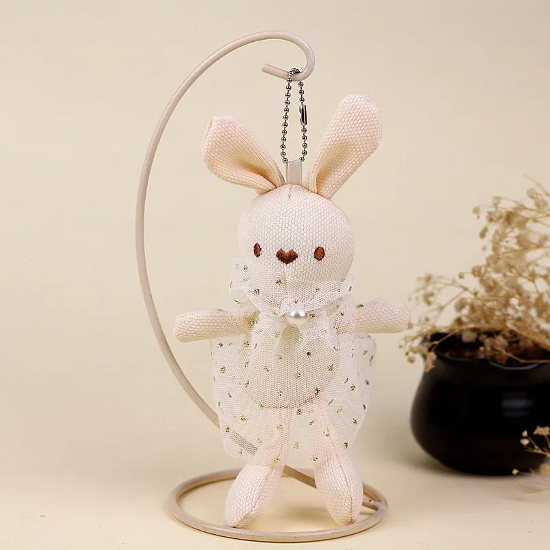 Small Plush Bunny Stuffed Animal Fluffy Rabbit Keychain Pendant for Backpacks Cute Easter Gifts Decor Birthday Po Props