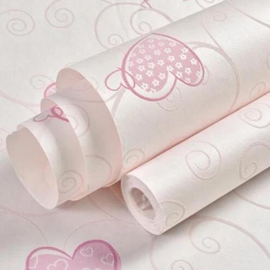 

Sweet Cartoon 3d Embossed Heart Pattern Wallpaper Kids Rooms Pink Girl Bedroom Decor Wallpapers Self Adhesive Wall Paper 0.53X3m розовый