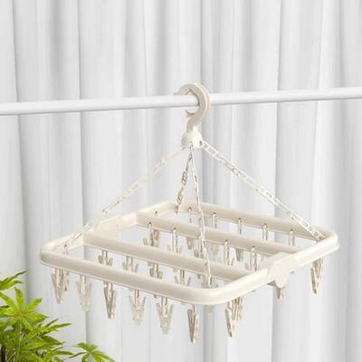 Rotating Foldable Sock Drying Hanger with 32 Clips Laundry Clothes Drying Rack
