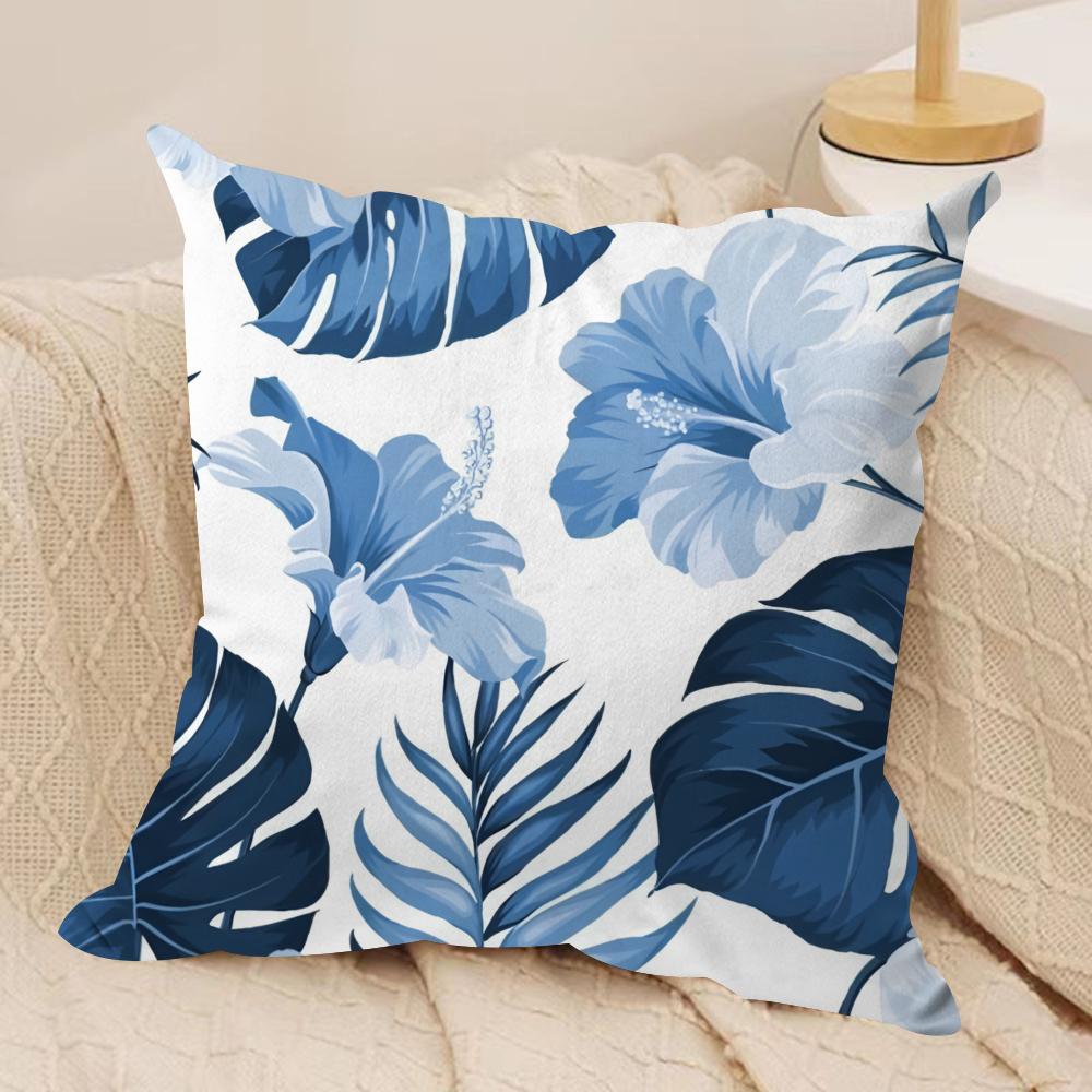 Boho Monstera Pattern Cushion Cover Soft Plush Fabric DoubleSided Printed Cushion Covers for All Seasons Modern HomeDecor Gift