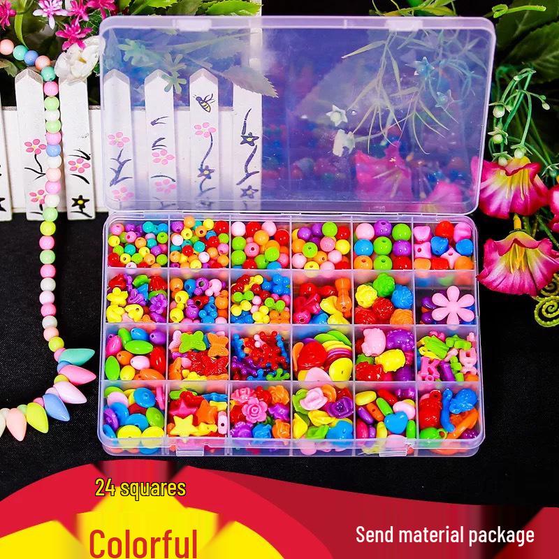 24-Grid DIY Kids' Beading Toy: Amblyopia Correction & Educational Stringing Kit