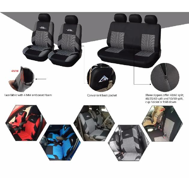 Car Seat Cover Polyester Fabric Universal Set Red Car Styling Fit Most Car Interior Accessories Sedans Seat Covers for Car Care
