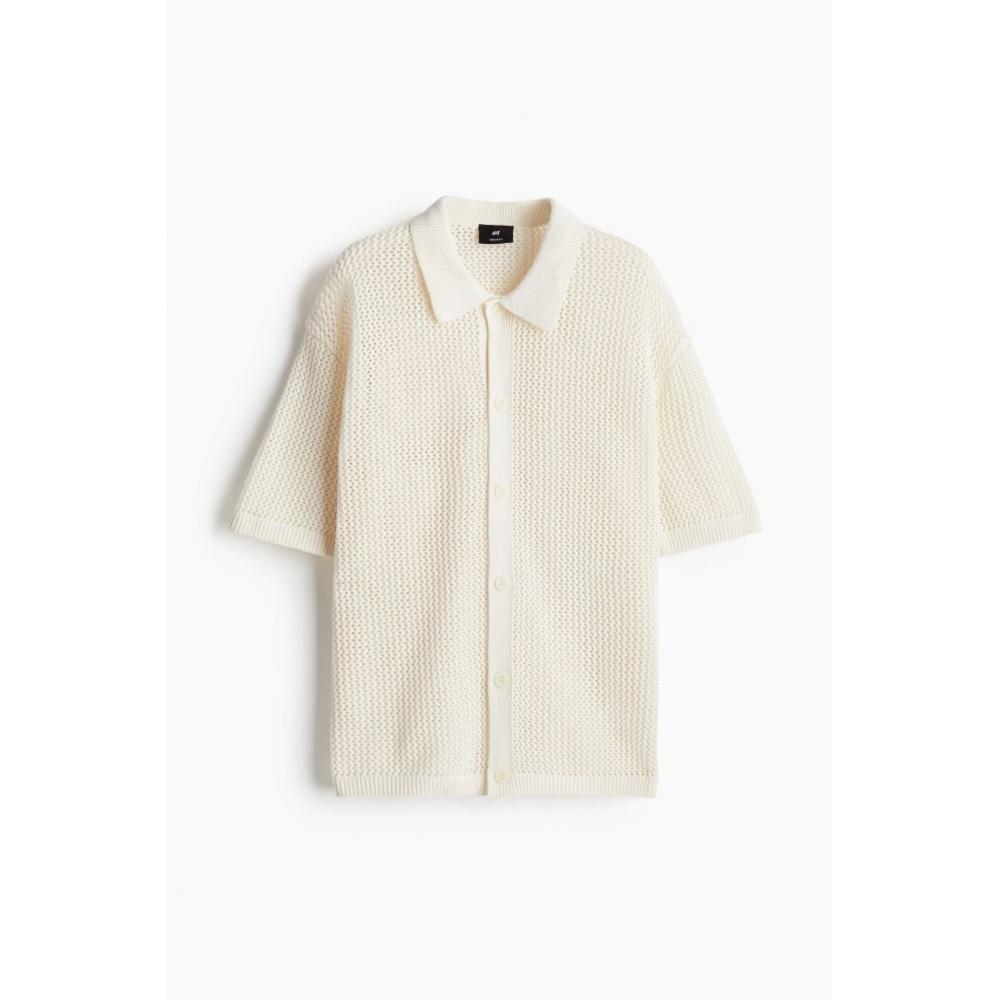 

Рубашка HM Regular Fit Pointel Knit, кремовая XS