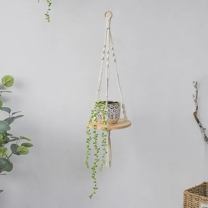 Macrame Wall Hanging Shelf Boho Home Decor Shelves On Wall Wood Decoration for Bedroom Living Room Nursery Christamas Gift