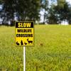 Slow Wildlife Crossing Sign With Stake Slow Down Sign For Neighborhoods Yard Farm Aluminium Caution 8x12inch Farm Decorations Yard Lawn Walkway