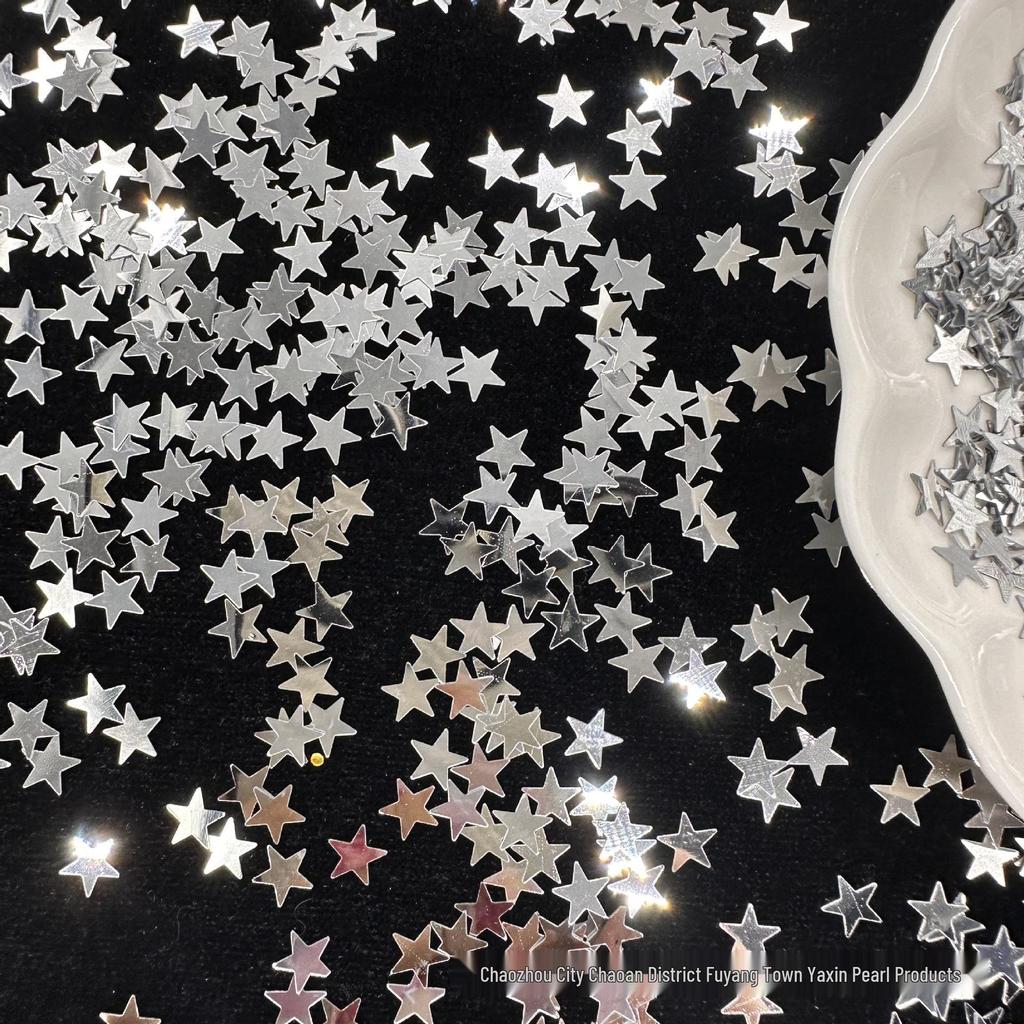 Silberne 7mm Unregelmäßige Pentagram-Pailletten, Ohne Loch - Perfekt für DIY-Bastelarbeiten, Dekorationen & TikTok-Projekte.