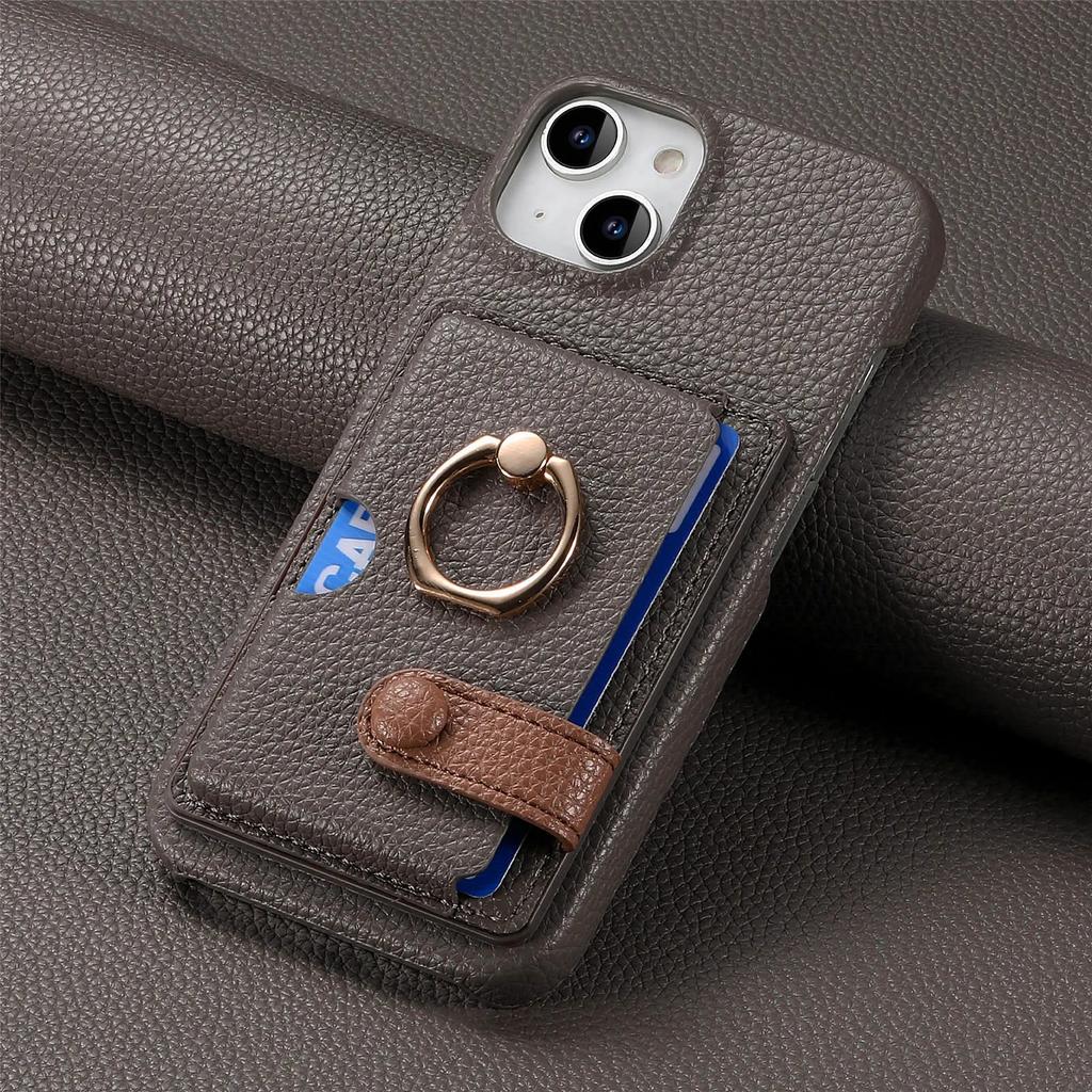 Shockproof Phone Case for IPhone 17 Air 16E 16 15 Plus 14 13 12 Mini 11 Pro Max Ring PU Leather Cards Holder Wallet Cover